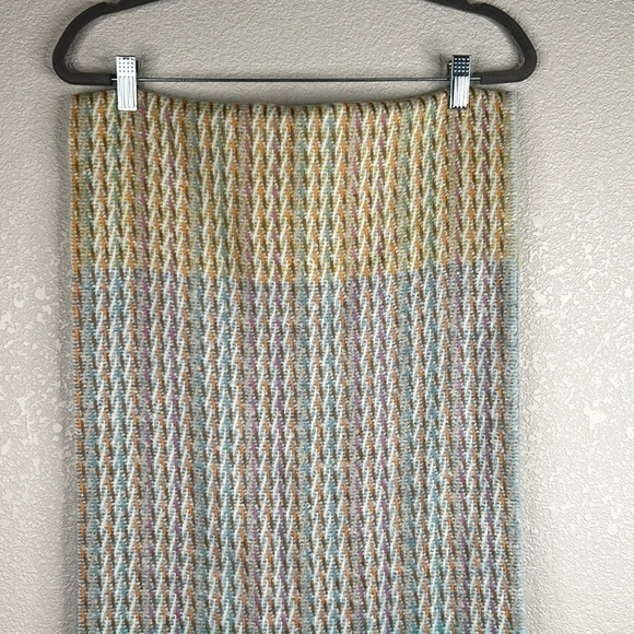 Victoire Mathieu Paris Made in France Wool Blend Blue & Orange Winter Scarf - Picture 5 of 8